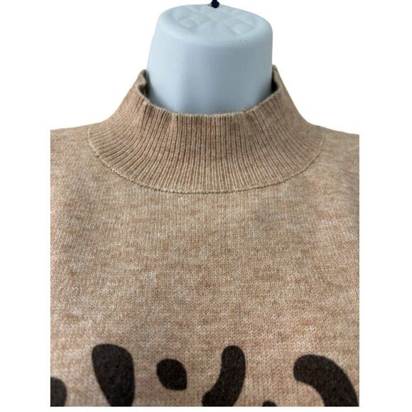 Hem & Thread Anthro Sweater Dress Tan Leopard Print Cozy Knit Size Med NWT - Picture 6 of 8